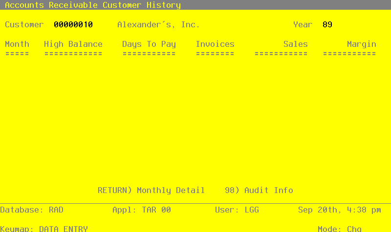 The Recovery Processing Customer History Screen
