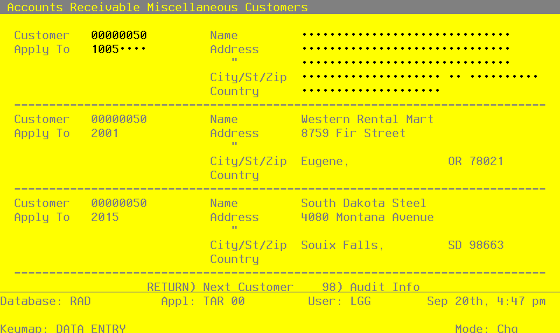 The Recovery Processing Miscellaneous Customers Screen