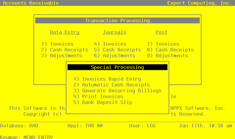 The Accounts Receivable Special Processing Overlay