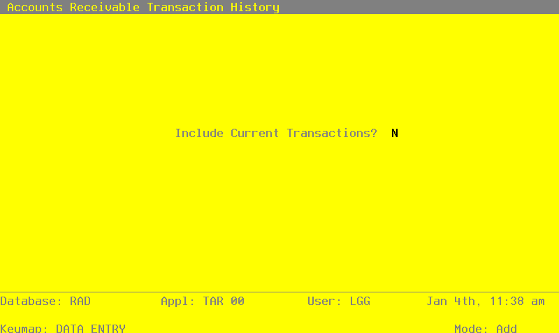 The Accounts Receivable Transaction Processing Menu