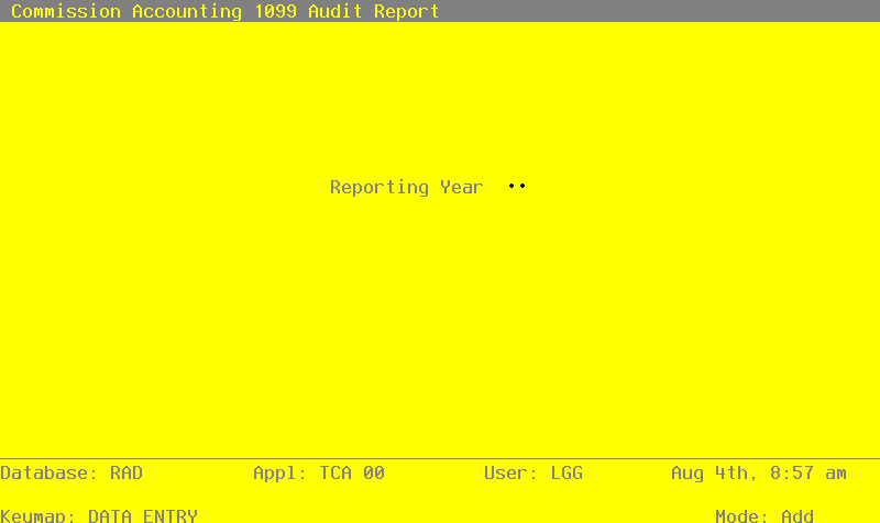 The 1099 Audit Report Specifications Screen