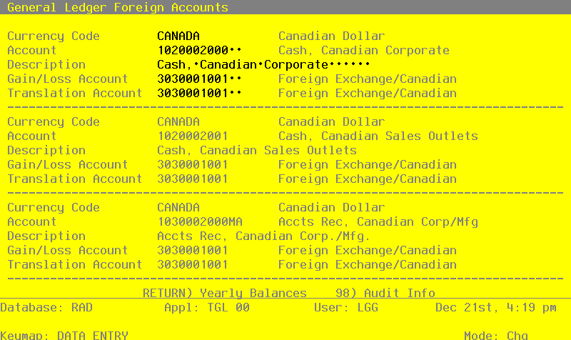 The Foreign Accounts Screen