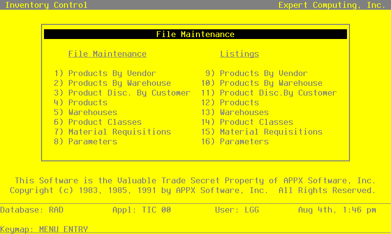 The File Maintenance Menu