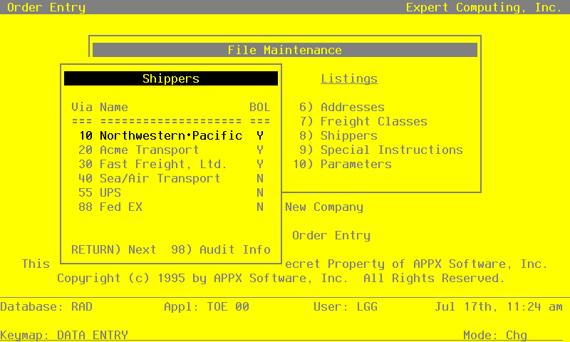 The Shippers Screen