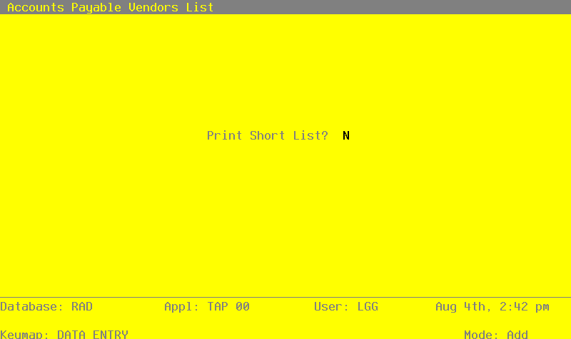 The Vendors List Screen