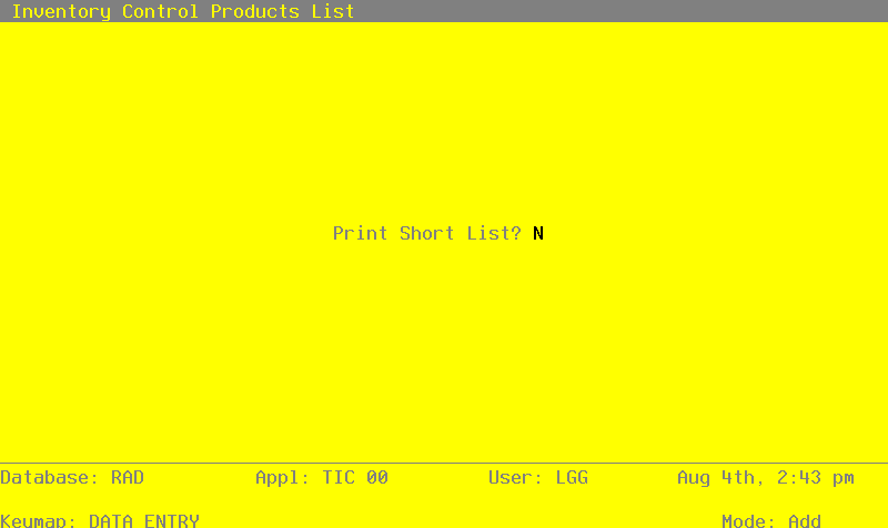 The Products List Screen